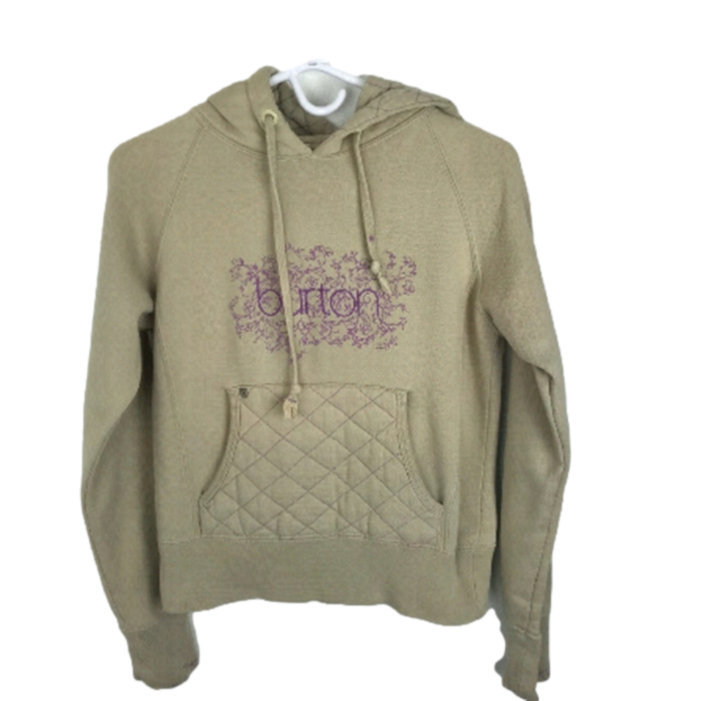 Burton Beige & Purple Hoodie with Quilted Pockets